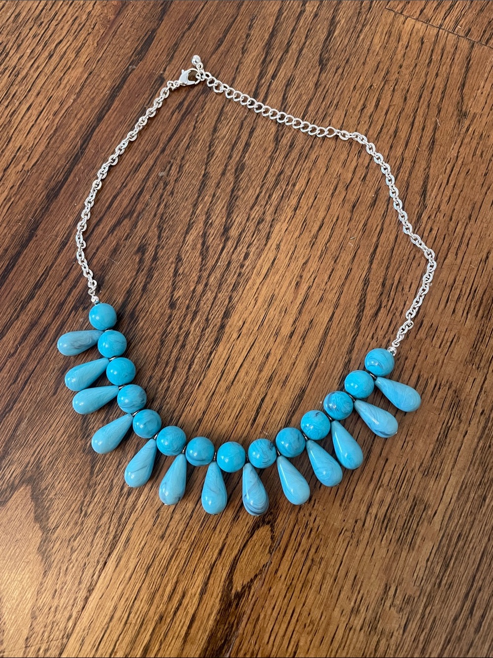 Turquoise Teardrop Bead Statement Necklace - Women Jewelry